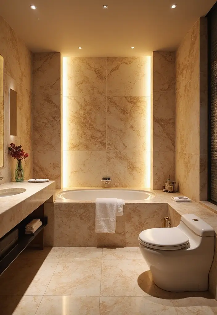 28 Bathroom Decor Ideas With Marble Counters And Accents 46 28 Bathroom Decor Ideas With Marble Counters And Accents - 22. Marble Backlit Features