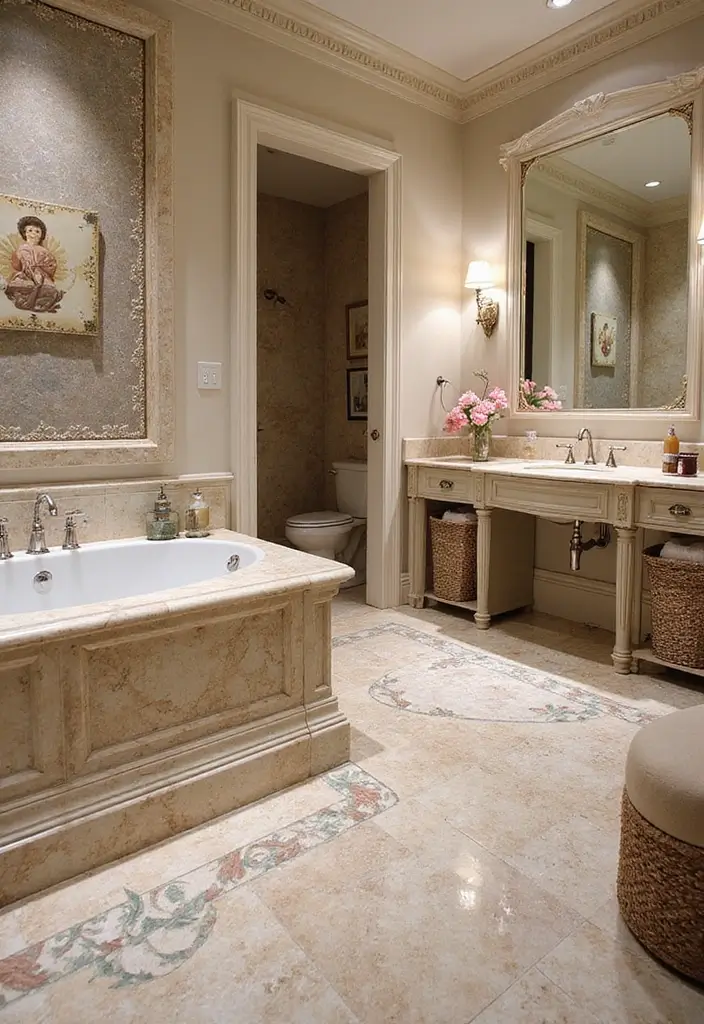 28 Bathroom Decor Ideas With Marble Counters And Accents 47 28 Bathroom Decor Ideas With Marble Counters And Accents - 23. Artistic Marble Inlays