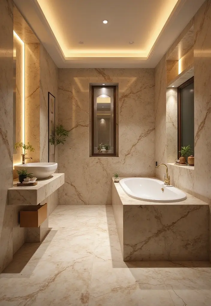 28 Bathroom Decor Ideas With Marble Counters And Accents 51 28 Bathroom Decor Ideas With Marble Counters And Accents - 25. Integrated Marble Lighting