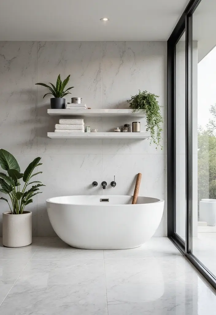 28 Bathroom Decor Ideas With Marble Counters And Accents 14 28 Bathroom Decor Ideas With Marble Counters And Accents - 6. Floating Marble Shelves