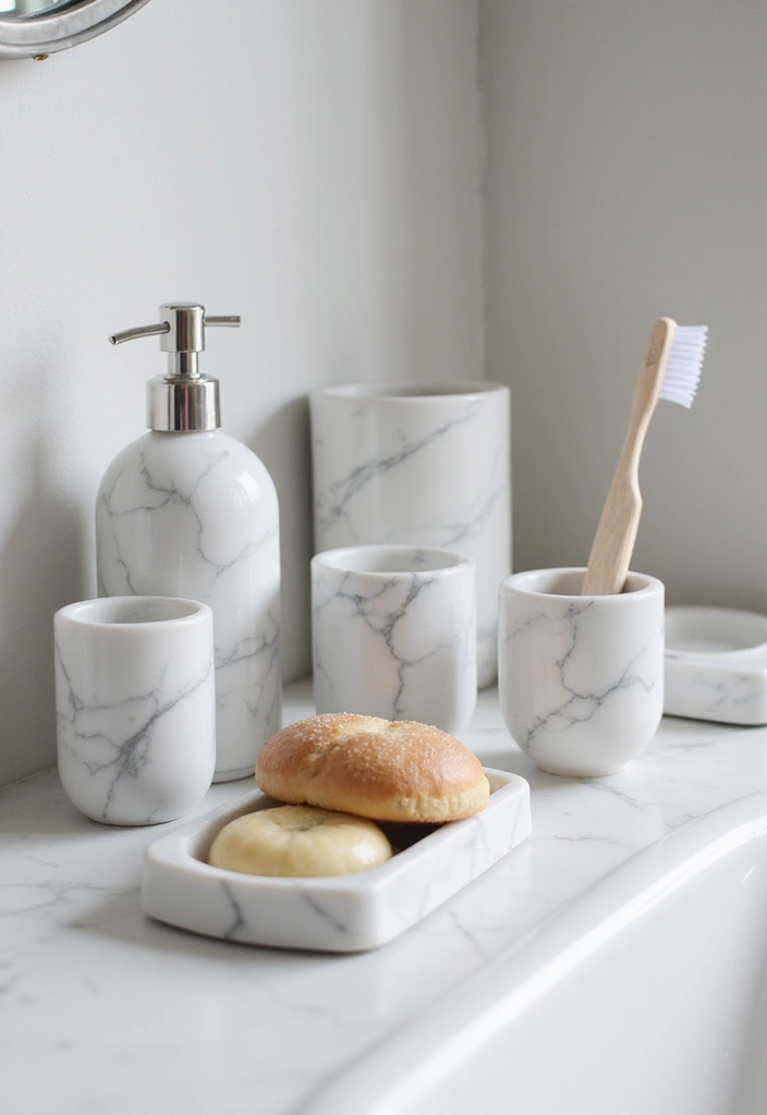 28 Bathroom Decor Ideas With Marble Counters And Accents 21 28 Bathroom Decor Ideas With Marble Counters And Accents - 7. Stylish Marble Accessories
