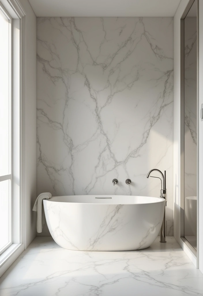 28 Bathroom Decor Ideas With Marble Counters And Accents 22 28 Bathroom Decor Ideas With Marble Counters And Accents - 8. Minimalist Marble Design