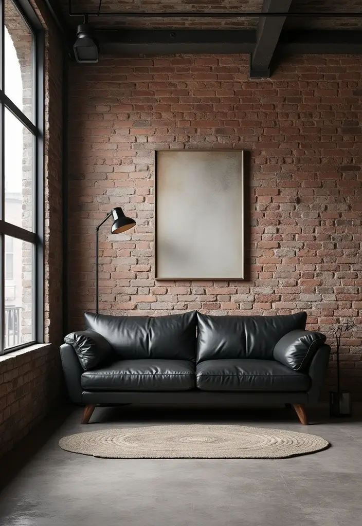 28 Black Leather Sofa Decor Ideas For Minimalist Homes - 8. Industrial Chic