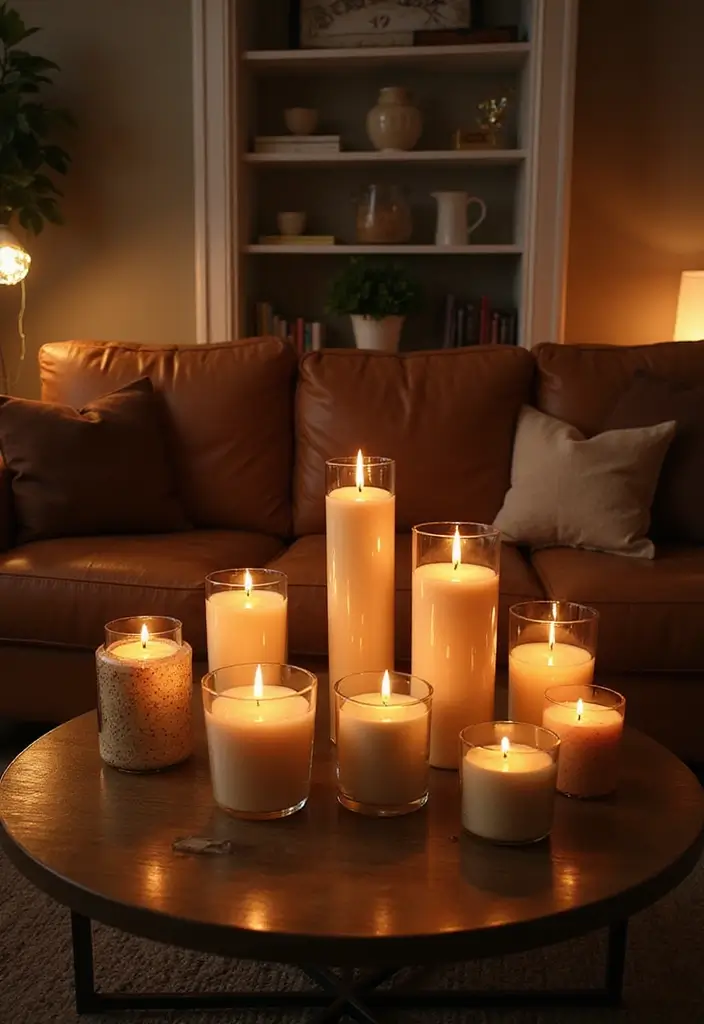 28 Cognac Leather Couch Living Room Decor Ideas For Warm Spaces 36 28 Cognac Leather Couch Living Room Decor Ideas For Warm Spaces - 10. Warm Candlelight Accents