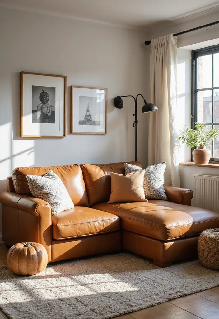 28 Cognac Leather Couch Living Room Decor Ideas For Warm Spaces 92 28 Cognac Leather Couch Living Room Decor Ideas For Warm Spaces - 28. Seasonal Decor Changes