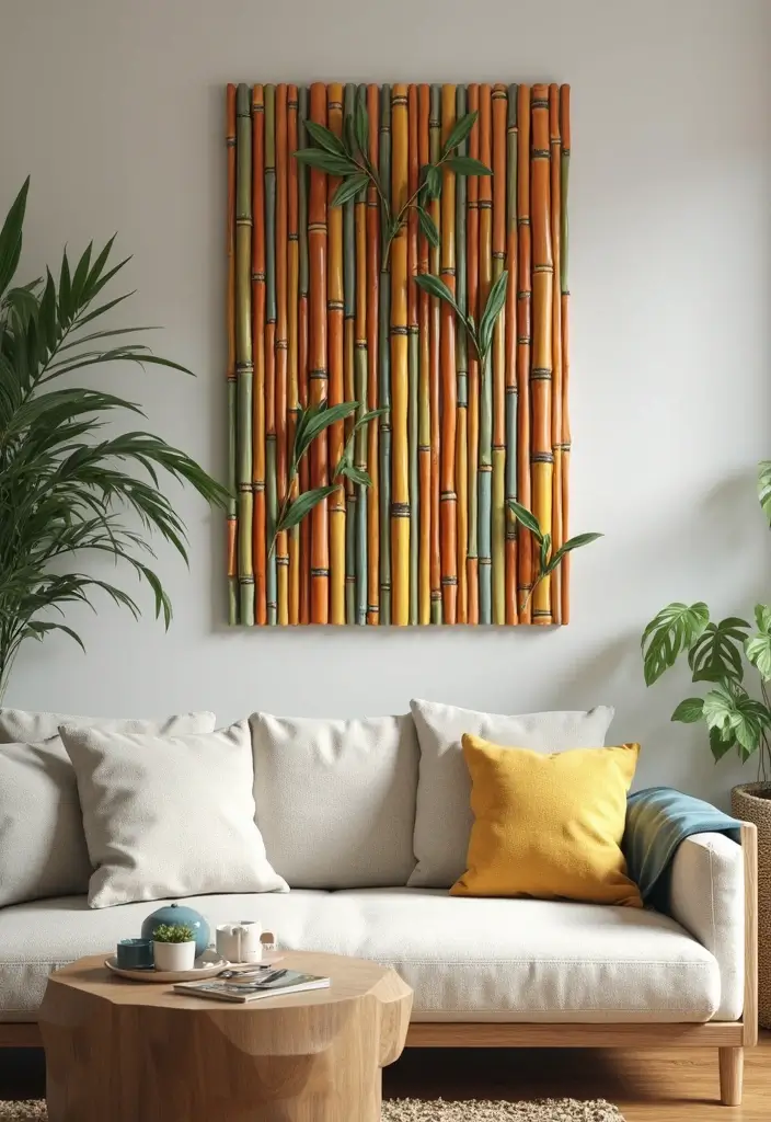 28 DIY Bamboo Home Decor Ideas Anyone Can Make - 1. Bamboo Wall Art