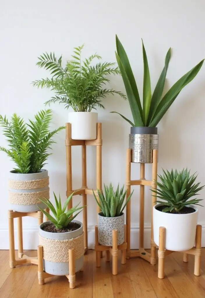 28 DIY Bamboo Home Decor Ideas Anyone Can Make - 2. Bamboo Plant Holders