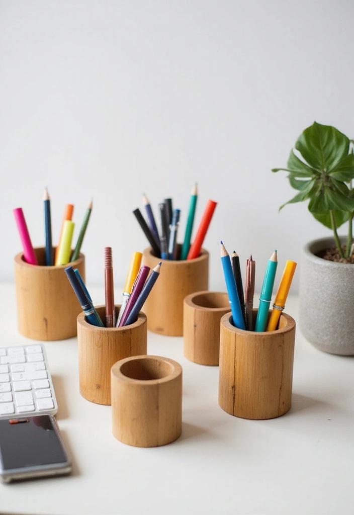 28 DIY Bamboo Home Decor Ideas Anyone Can Make - 28. Bamboo Pen Holders