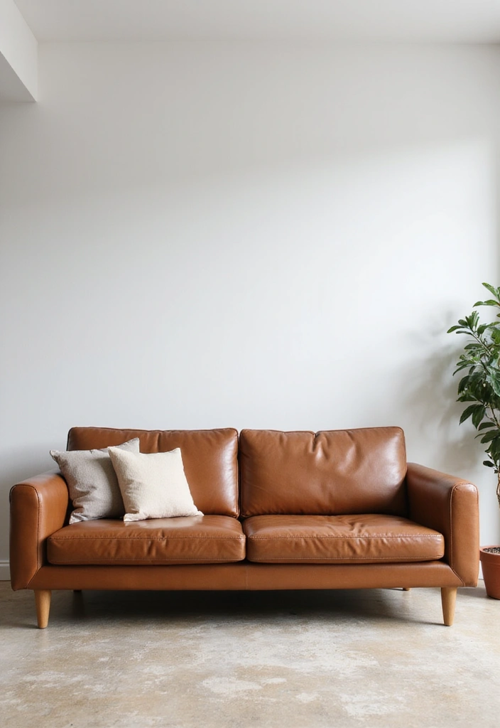 28 Home Decor Ideas For Living Rooms With Leather Couches - 12. Minimalist Approach