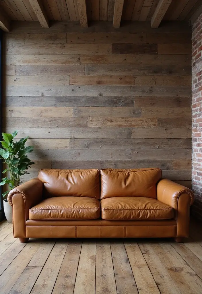 28 Home Decor Ideas For Living Rooms With Leather Couches - 26. Textured Wall Finishes