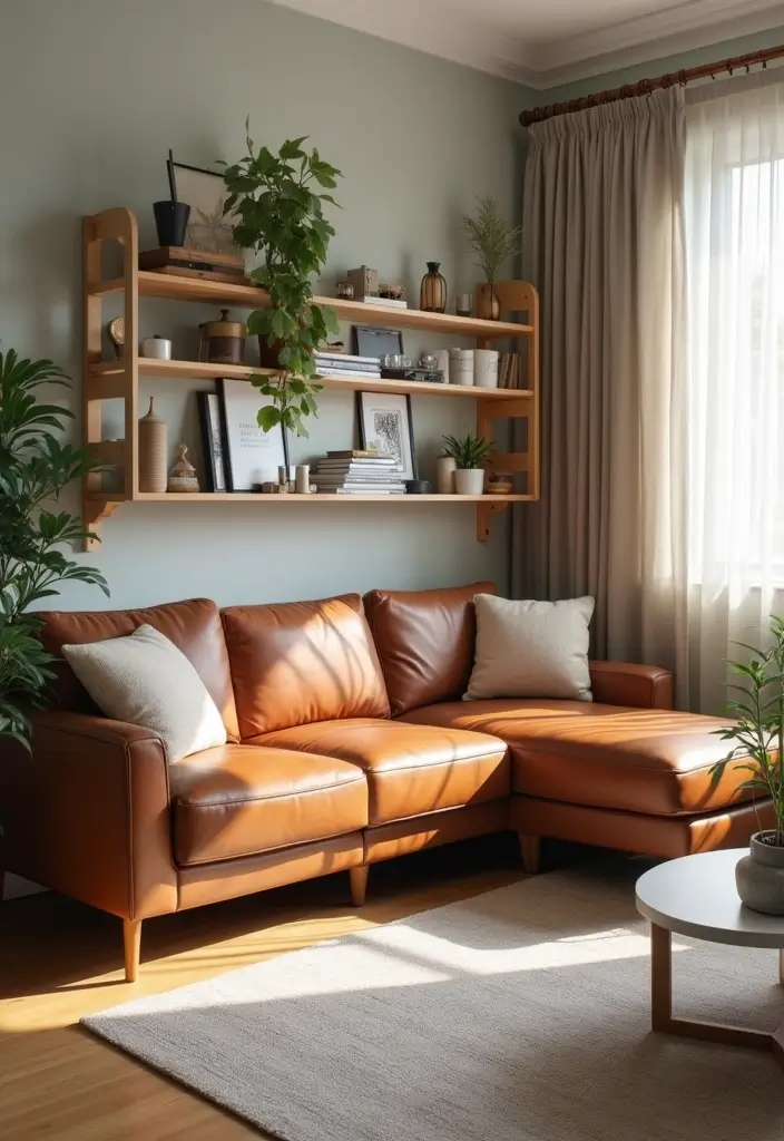 28 Home Decor Ideas For Living Rooms With Leather Couches - 28. Thoughtful Organization