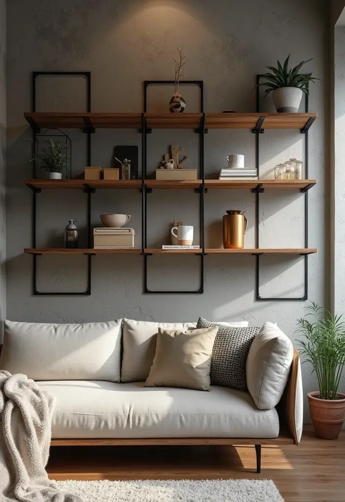 28 Industrial Shelf Decor Ideas For Living Rooms - 15. Modular Shelf Systems