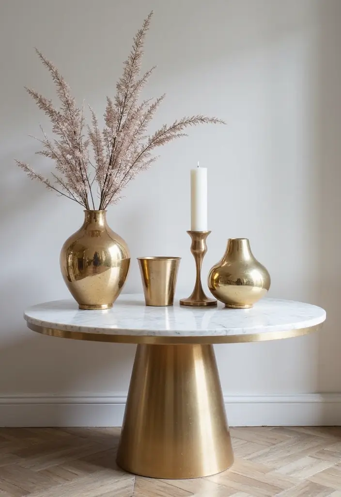 28 Marble Table Decor Ideas For Chic Interiors 46 28 Marble Table Decor Ideas For Chic Interiors - 16. Metallic Accents