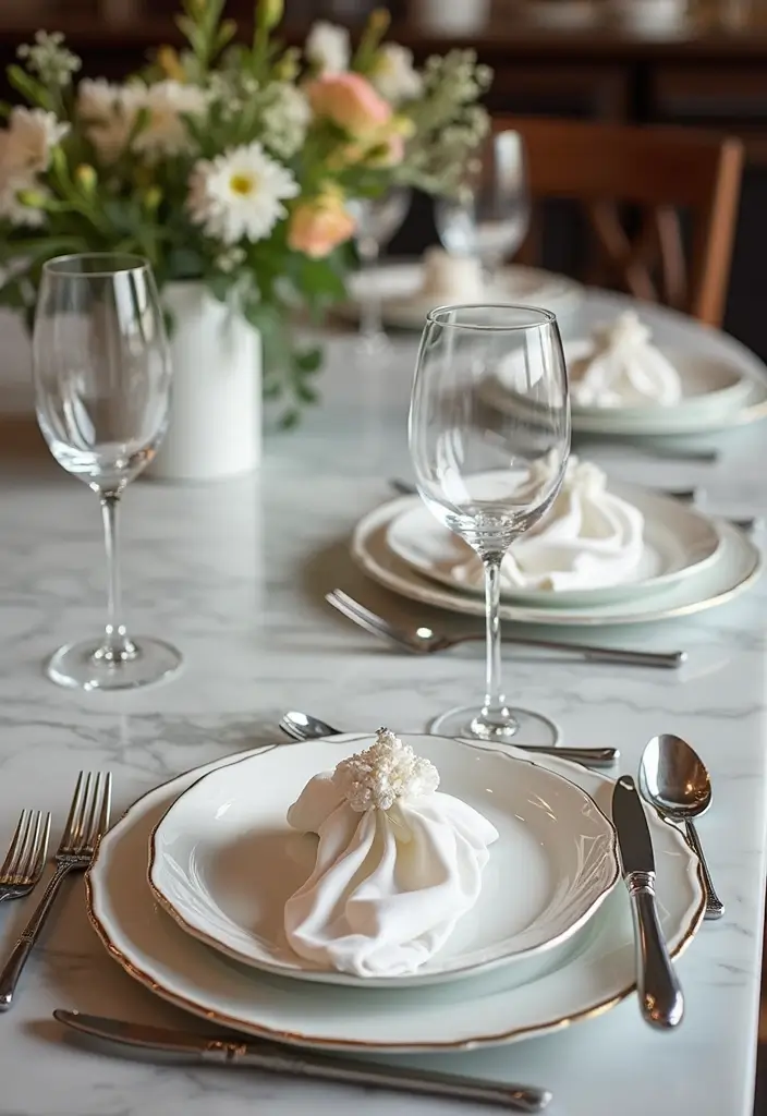 28 Marble Table Decor Ideas For Chic Interiors 47 28 Marble Table Decor Ideas For Chic Interiors - 17. Elegant Tableware