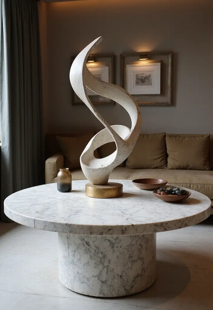 28 Marble Table Decor Ideas For Chic Interiors 5 28 Marble Table Decor Ideas For Chic Interiors - 3. Artistic Sculptures