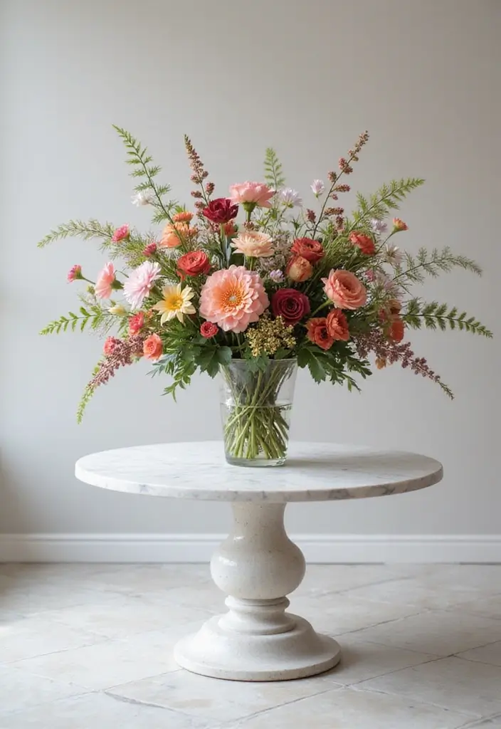 28 Marble Table Decor Ideas For Chic Interiors 12 28 Marble Table Decor Ideas For Chic Interiors - 4. Stylish Vases with Fresh Flowers