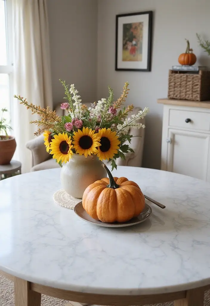 28 Marble Table Decor Ideas For Chic Interiors 20 28 Marble Table Decor Ideas For Chic Interiors - 8. Seasonal Decor