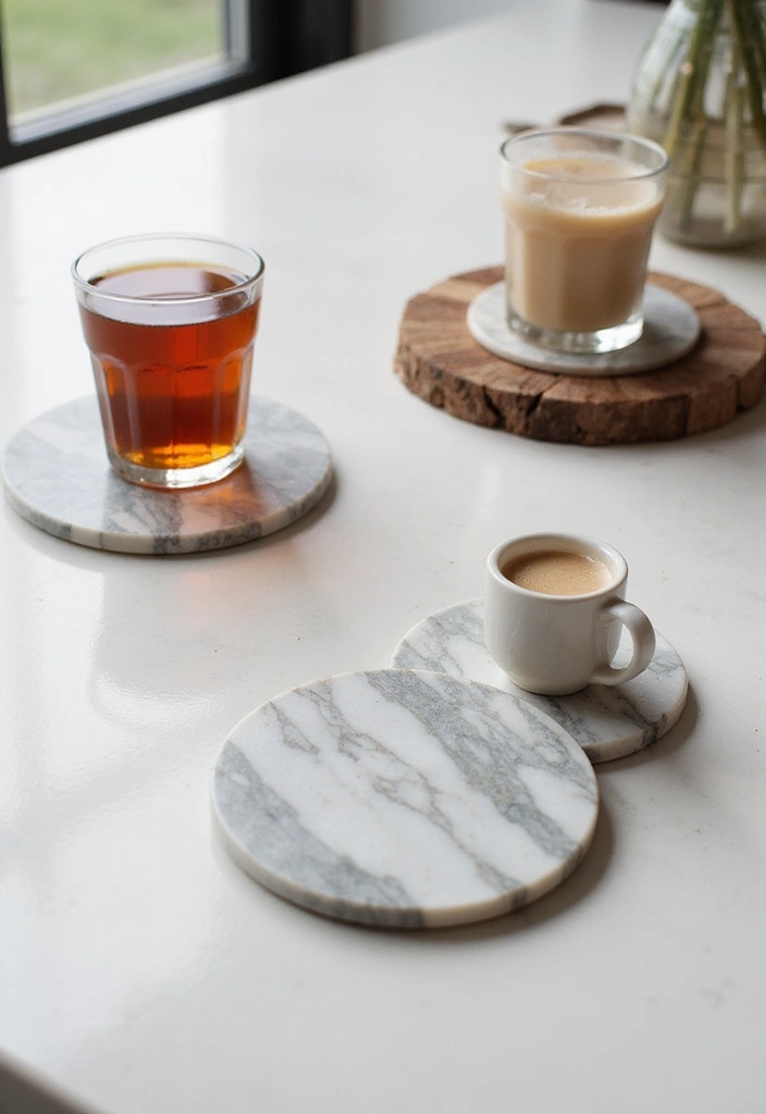 28 White Marble Kitchen Decor Ideas For Timeless Style 29 28 White Marble Kitchen Decor Ideas For Timeless Style - 11. Marble Coasters