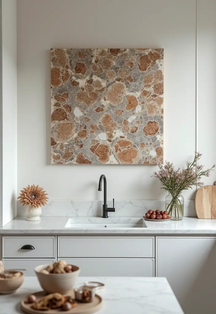 28 White Marble Kitchen Decor Ideas For Timeless Style 30 28 White Marble Kitchen Decor Ideas For Timeless Style - 12. Marble Wall Art