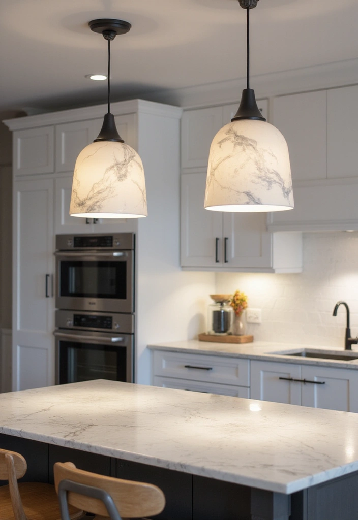 28 White Marble Kitchen Decor Ideas For Timeless Style 36 28 White Marble Kitchen Decor Ideas For Timeless Style - 16. Marble Lighting Fixtures