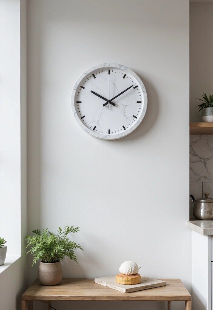 28 White Marble Kitchen Decor Ideas For Timeless Style 48 28 White Marble Kitchen Decor Ideas For Timeless Style - 20. Marble Clock