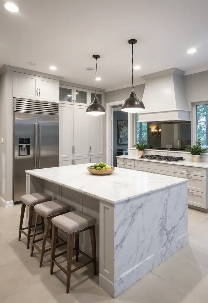 28 White Marble Kitchen Decor Ideas For Timeless Style 8 28 White Marble Kitchen Decor Ideas For Timeless Style - 4. Stunning Marble Kitchen Islands