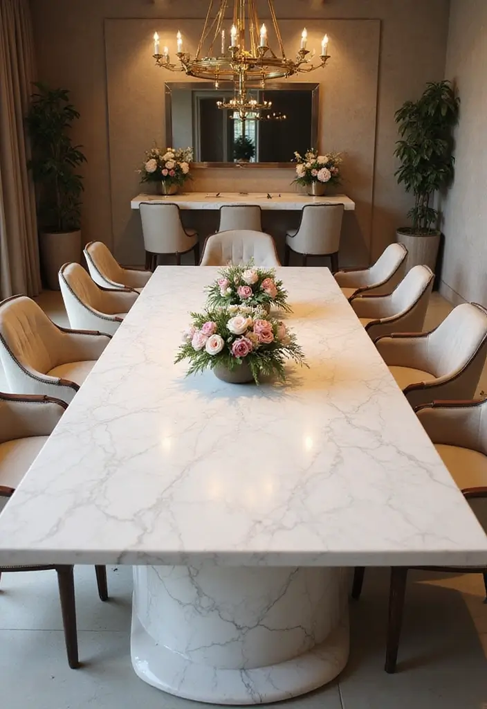 28 White Marble Kitchen Decor Ideas For Timeless Style 26 28 White Marble Kitchen Decor Ideas For Timeless Style - 8. Multi-functional Marble Dining Tables
