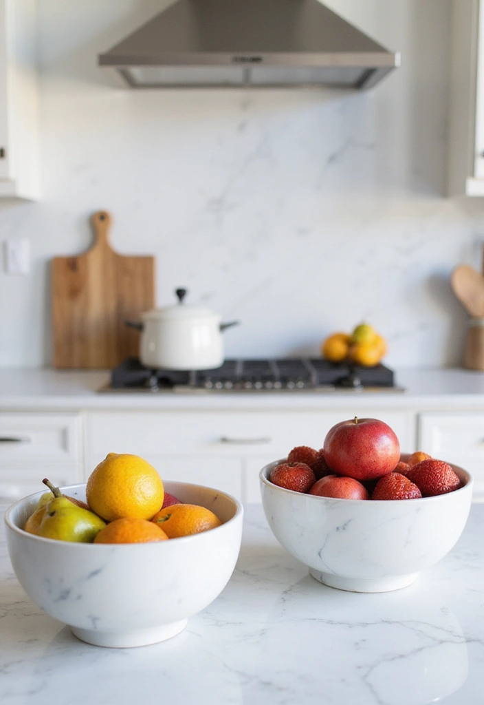28 White Marble Kitchen Decor Ideas For Timeless Style 27 28 White Marble Kitchen Decor Ideas For Timeless Style - 9. Decorative Marble Bowls