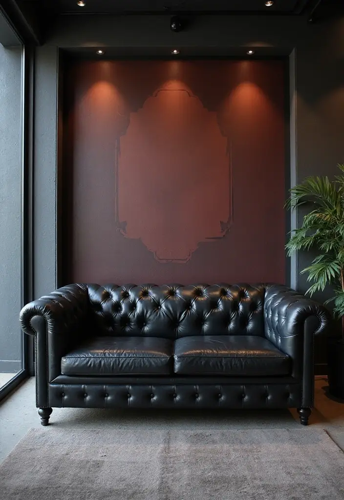 29 Black Leather Couch Office Decor Ideas For Professional Spaces 42 29 Black Leather Couch Office Decor Ideas For Professional Spaces - 12. Highlight a Feature Wall