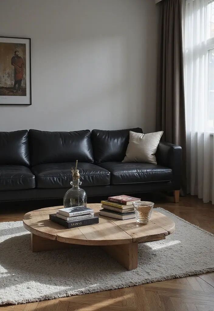 29 Black Leather Couch Office Decor Ideas For Professional Spaces 2 29 Black Leather Couch Office Decor Ideas For Professional Spaces - 2. Incorporate a Statement Coffee Table