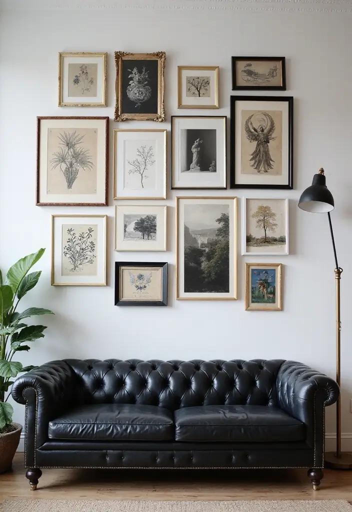 29 Black Leather Couch Office Decor Ideas For Professional Spaces 10 29 Black Leather Couch Office Decor Ideas For Professional Spaces - 4. Utilize Wall Art for Visual Interest