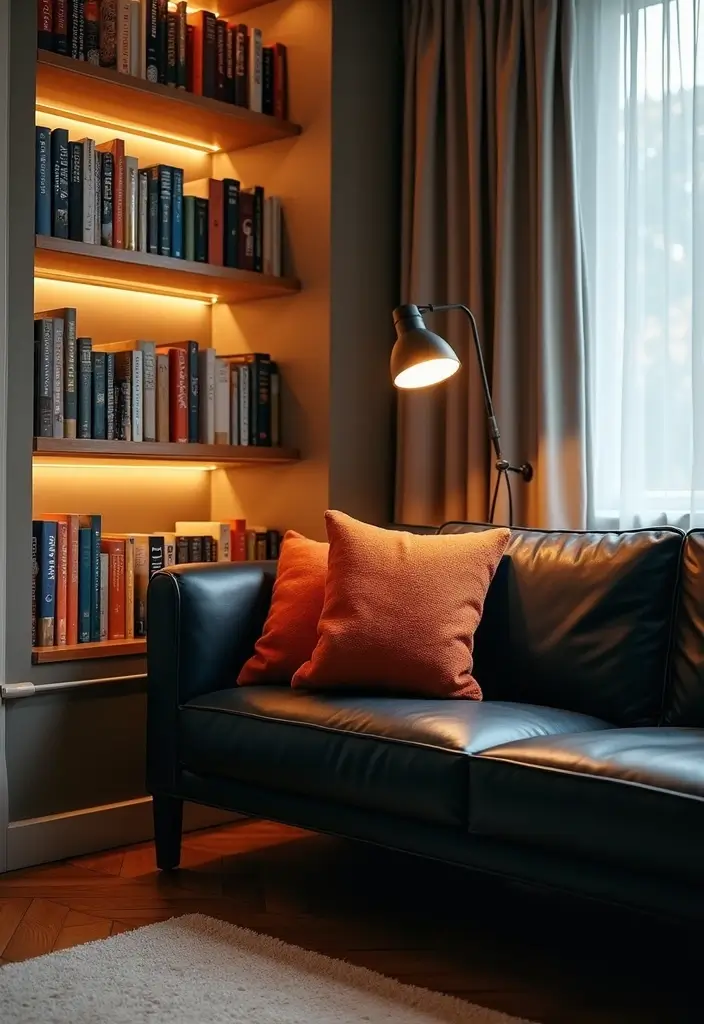 29 Black Leather Couch Office Decor Ideas For Professional Spaces 17 29 Black Leather Couch Office Decor Ideas For Professional Spaces - 5. Create a Cozy Reading Nook