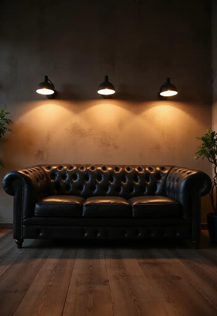29 Black Leather Couch Office Decor Ideas For Professional Spaces 25 29 Black Leather Couch Office Decor Ideas For Professional Spaces - 7. Incorporate Minimalist Lighting Fixtures