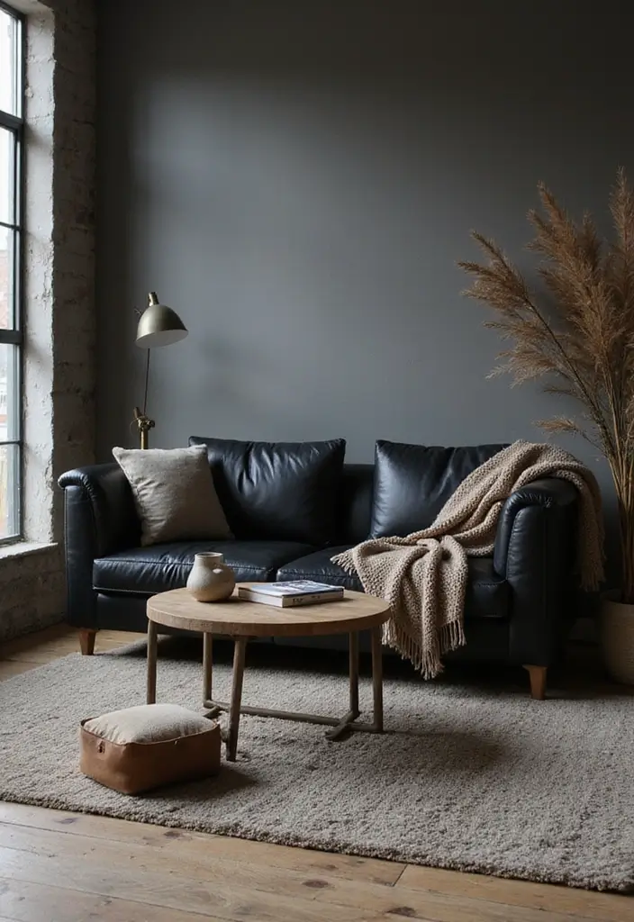 29 Black Leather Couch Office Decor Ideas For Professional Spaces 32 29 Black Leather Couch Office Decor Ideas For Professional Spaces - 8. Mix Textures for Depth