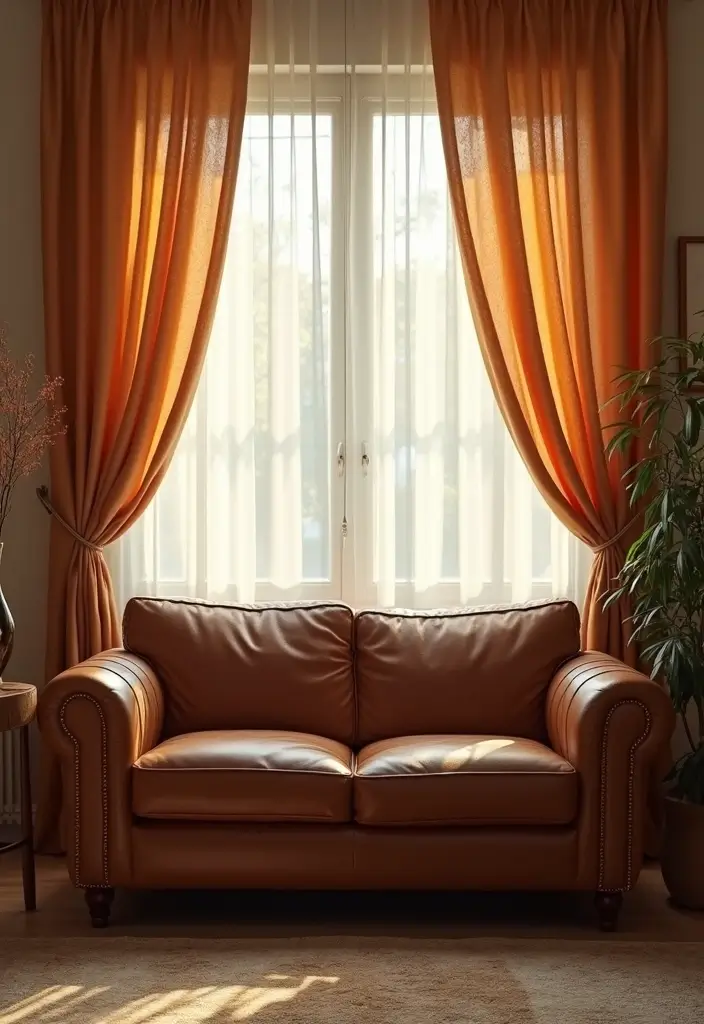 29 Cozy Living Room Decor Tips Featuring Leather Sofas 40 29 Cozy Living Room Decor Tips Featuring Leather Sofas - 12. Soften with Curtains