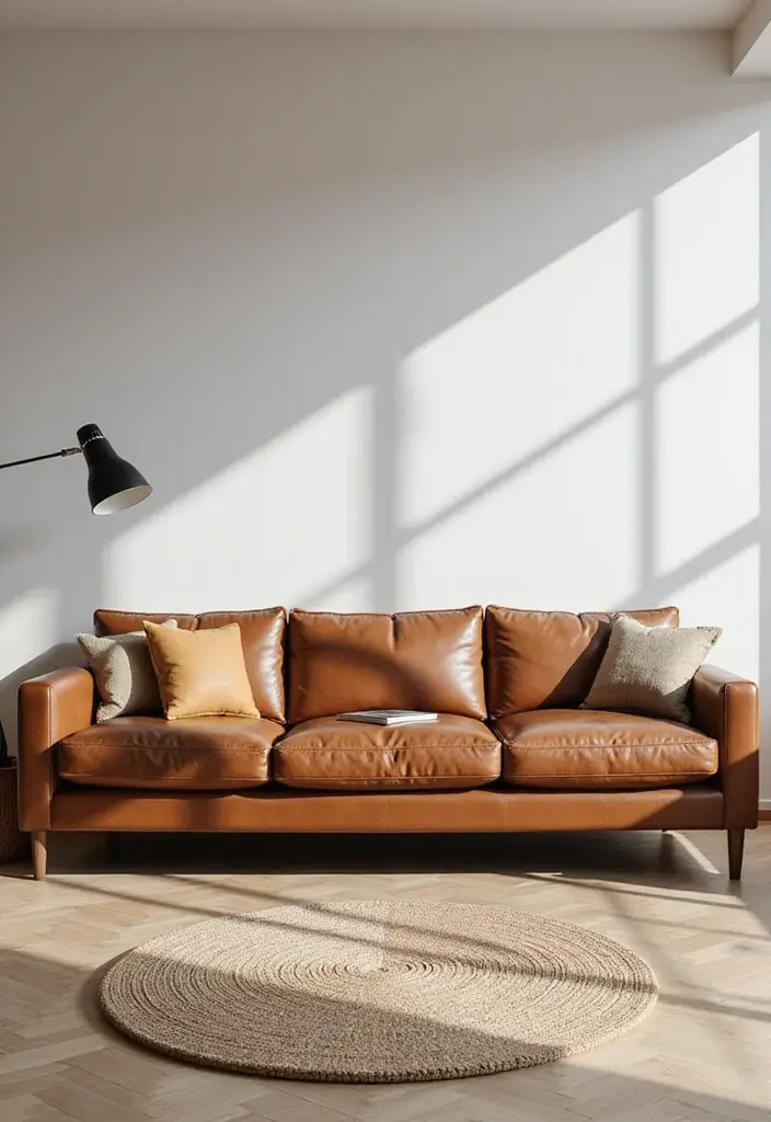 29 Cozy Living Room Decor Tips Featuring Leather Sofas 43 29 Cozy Living Room Decor Tips Featuring Leather Sofas - 15. Embrace Minimalism