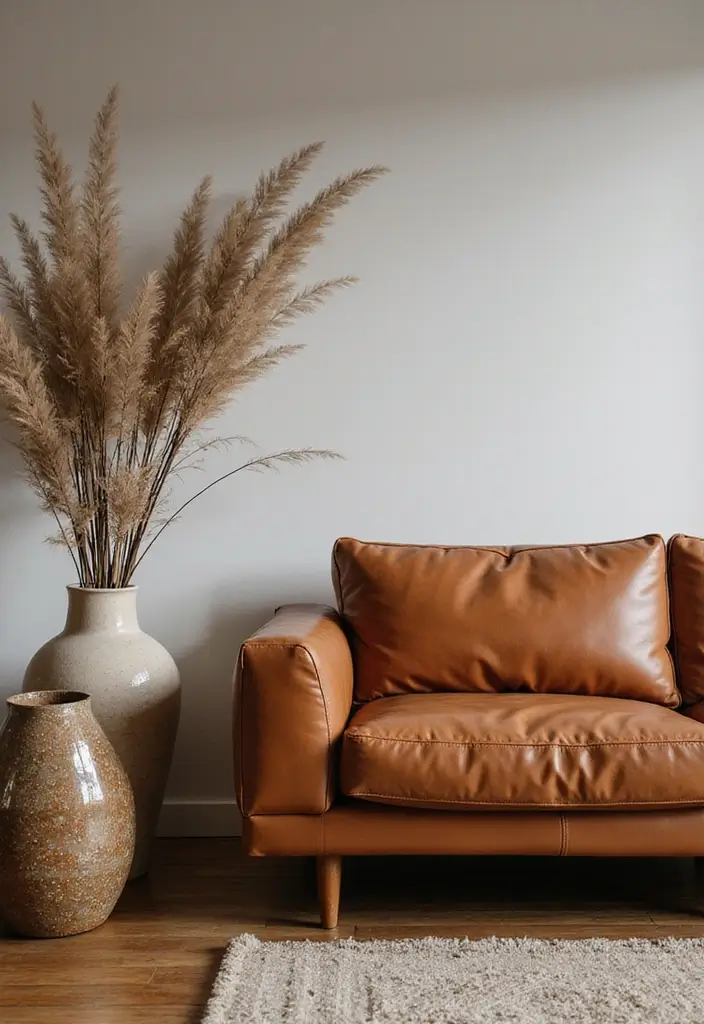 29 Cozy Living Room Decor Tips Featuring Leather Sofas 56 29 Cozy Living Room Decor Tips Featuring Leather Sofas - 22. Use Sculptural Decor