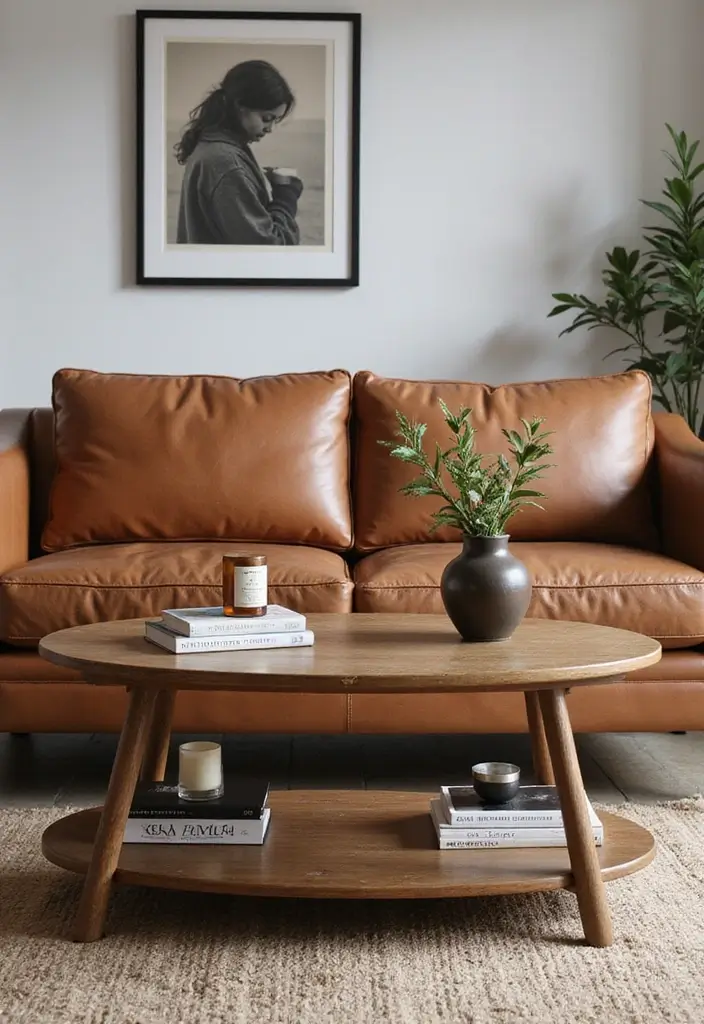 29 Cozy Living Room Decor Tips Featuring Leather Sofas 84 29 Cozy Living Room Decor Tips Featuring Leather Sofas - 28. Add a Timeless Coffee Table