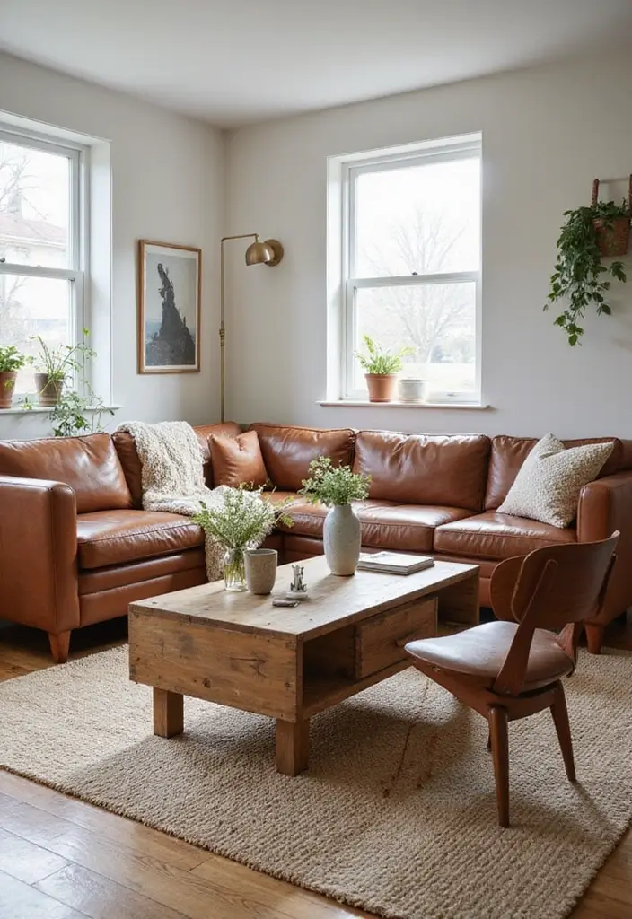 29 Cozy Living Room Decor Tips Featuring Leather Sofas 11 29 Cozy Living Room Decor Tips Featuring Leather Sofas - 3. Mix and Match Furniture Styles