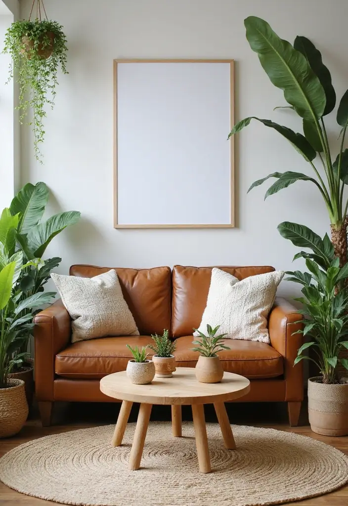 29 Cozy Living Room Decor Tips Featuring Leather Sofas 19 29 Cozy Living Room Decor Tips Featuring Leather Sofas - 5. Bring in Natural Elements