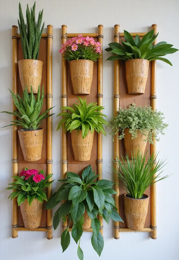 29 DIY Bamboo Wall Decor Projects For Stylish Homes 30 29 DIY Bamboo Wall Decor Projects For Stylish Homes - 12. Bamboo Wall Planters