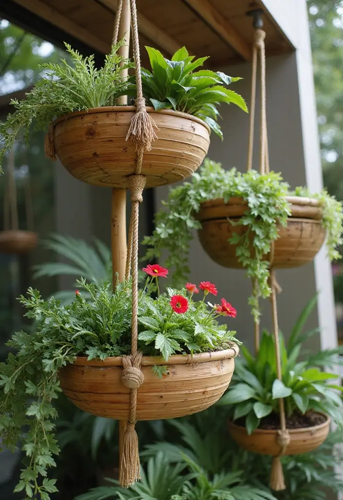 29 DIY Bamboo Wall Decor Projects For Stylish Homes 64 29 DIY Bamboo Wall Decor Projects For Stylish Homes - 26. Bamboo Hanging Planters