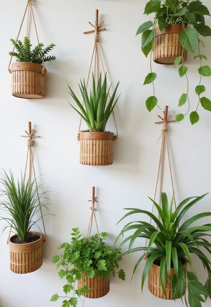 29 DIY Bamboo Wall Decor Projects For Stylish Homes 14 29 DIY Bamboo Wall Decor Projects For Stylish Homes - 8. Bamboo Plant Holders