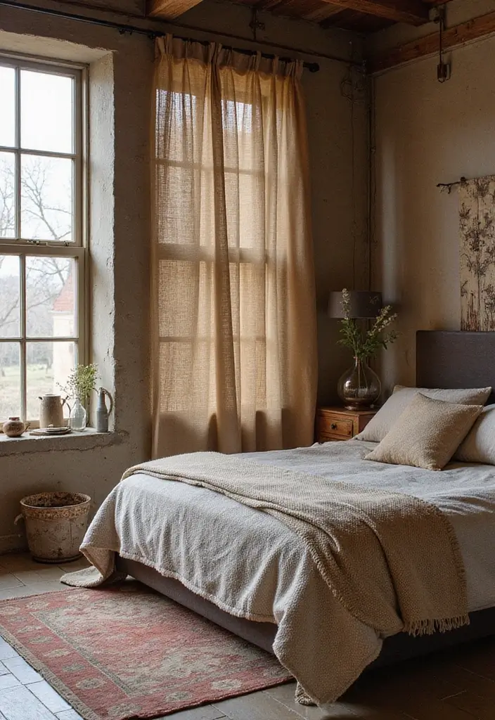 29 Industrial Bedroom Decor Ideas For Urban Comfort - 17. Industrial Textiles