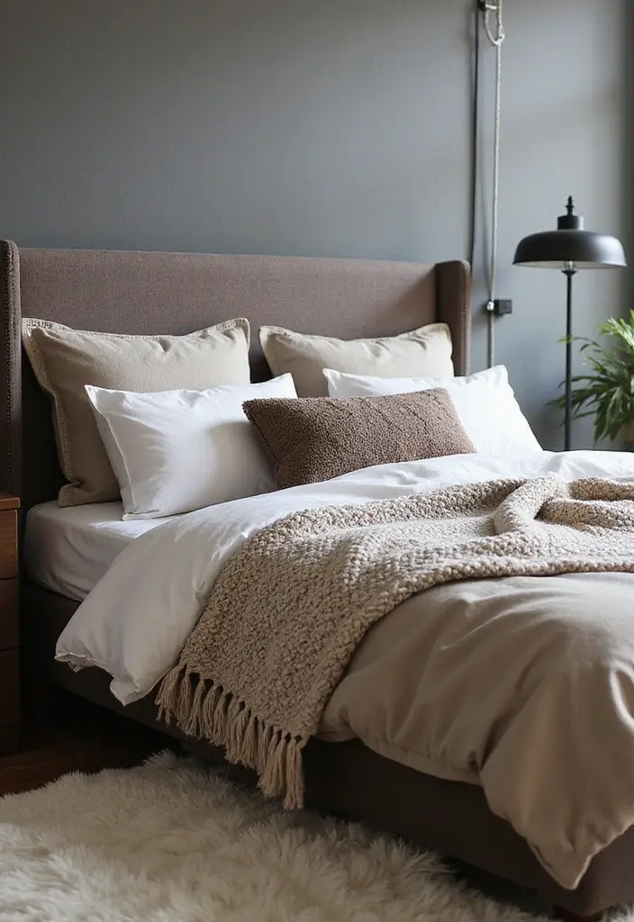 29 Industrial Bedroom Decor Ideas For Urban Comfort - 5. Layered Textures