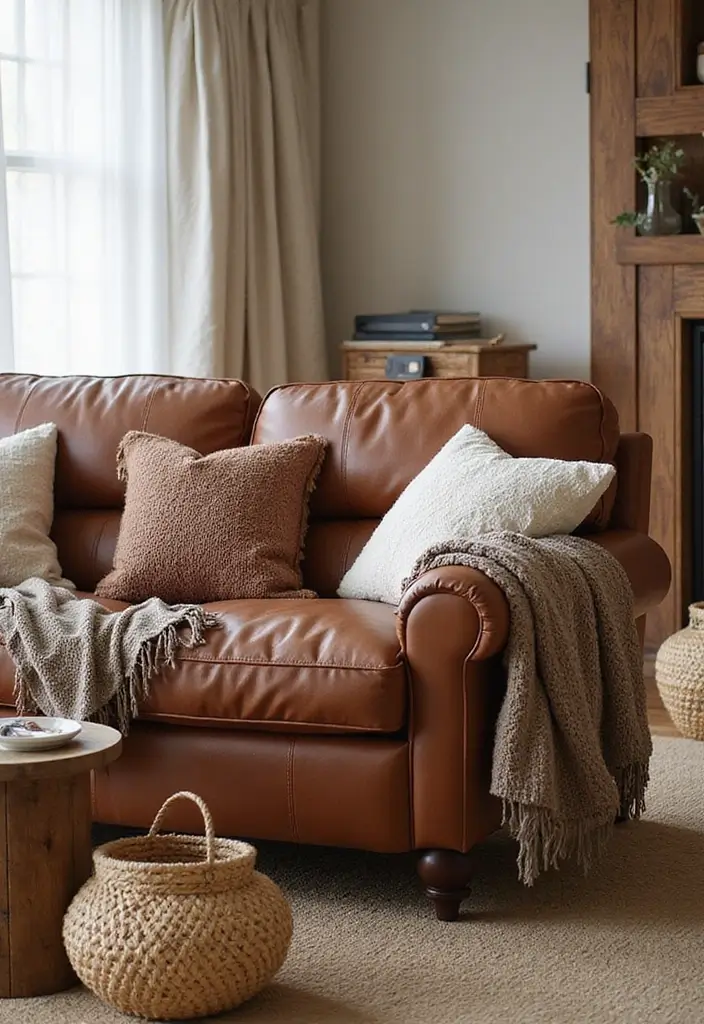 29 Leather Recliner Sofa Living Room Decor Ideas You Must Try - 10. Textured Accessories