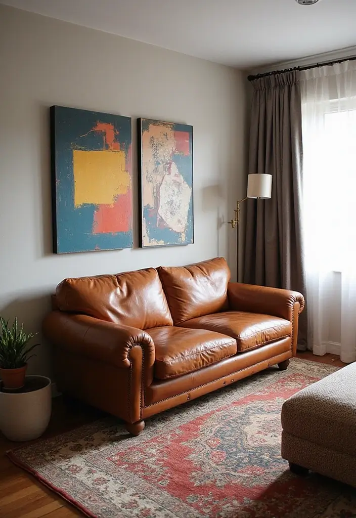29 Leather Recliner Sofa Living Room Decor Ideas You Must Try - 12. Neutral Meets Bold