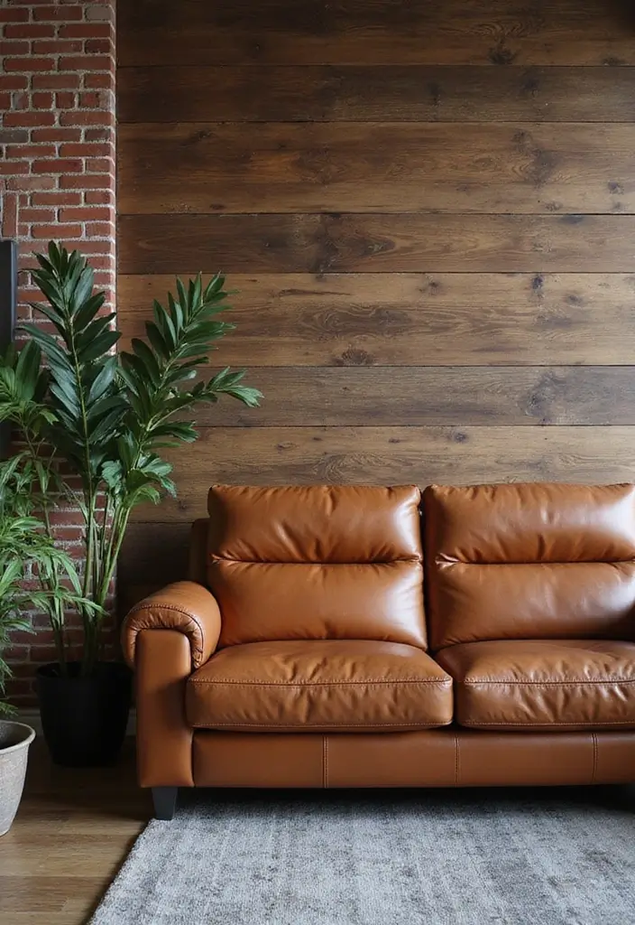 29 Leather Recliner Sofa Living Room Decor Ideas You Must Try - 25. Textured Walls
