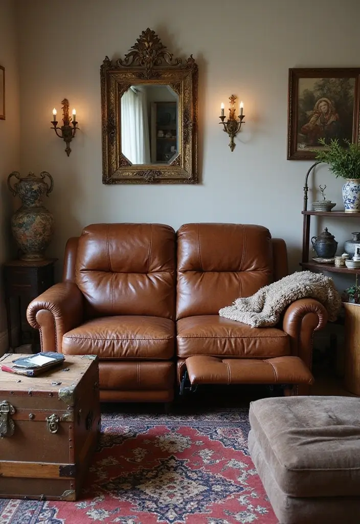 29 Leather Recliner Sofa Living Room Decor Ideas You Must Try - 6. Vintage Finds