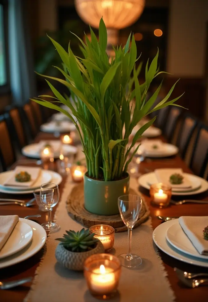 29 Lucky Bamboo Plant Decor Ideas For Good Vibes At Home - 12. Lucky Bamboo as a Table Runner
